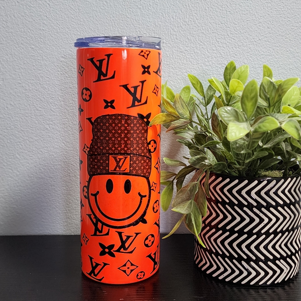 Orange Smiley Face Tumbler
